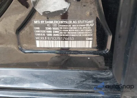 2007 Mercedes-Benz E 350 4Matic из США, поврежденный, VIN WDBUF87X37B176653